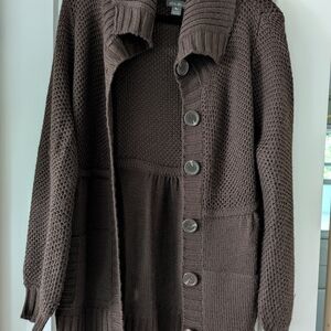 Eddie Bauer Women's Brown Knit Sweater Cardigan